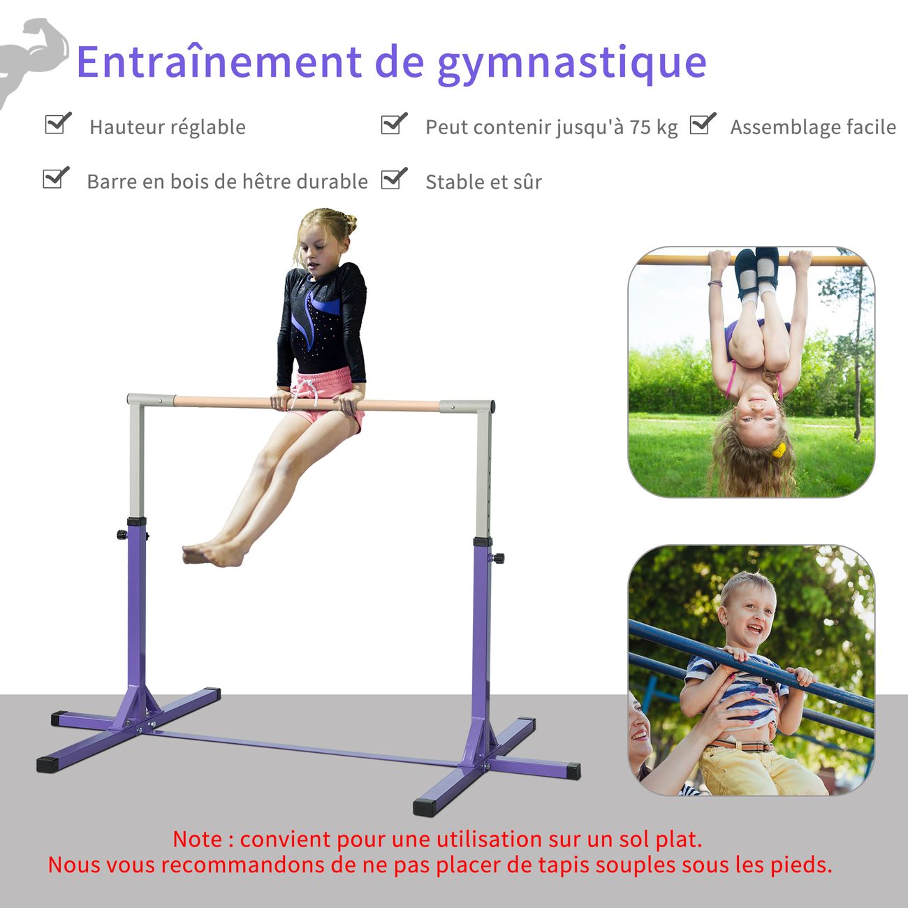 Barre Fixe De Gymnastique Enfant Pliable Hauteur Réglable Acier à Prix  Carrefour